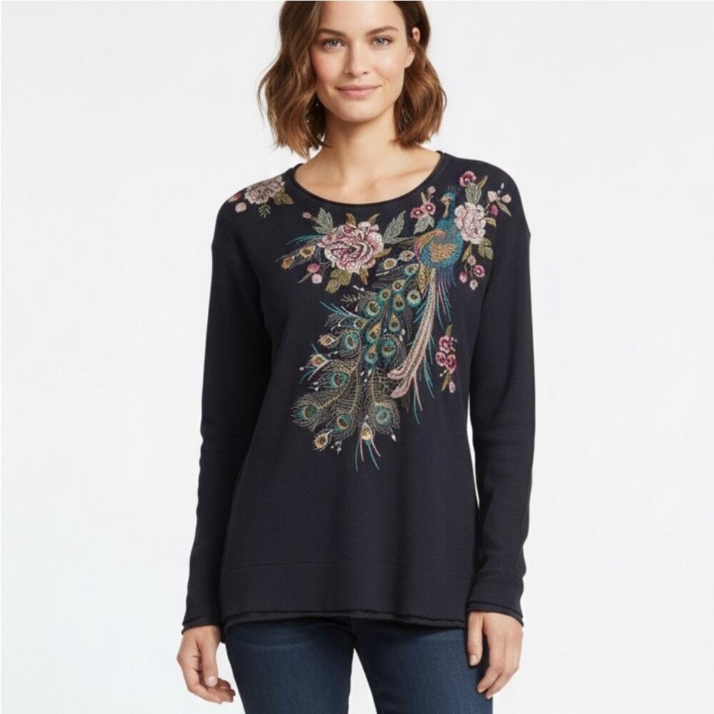 Johnny Was Quito embroidered thermal Peacock